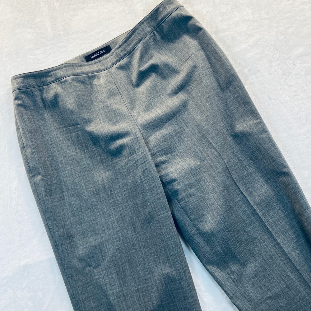 Lafayette 148 New York Bleecker Gray Virgin Wool Blend Straight Leg Pants Size 6